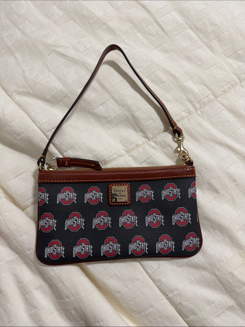 Dooney & Bourke Black and Brown Ohio State Signature Wristlet